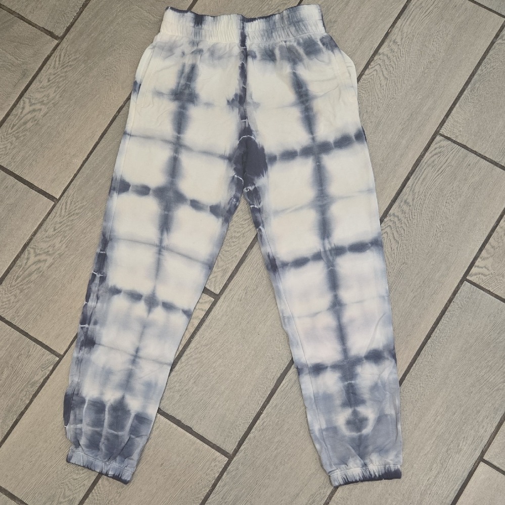 NWT Sundry Tie-Dye Jogger Pants Size 0 (XS) Navy &‎ White Grid | act83
